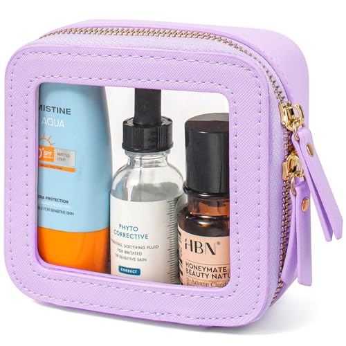 Image of LETGO Clear Makeup Bags, TSA Approved Toiletry Bag with Zipper, Mini Clear Makeup Organizer Fit Carry-on Travel Essentials,Clear Cosmetic Bags for Women Men (0-Mini-Purple)