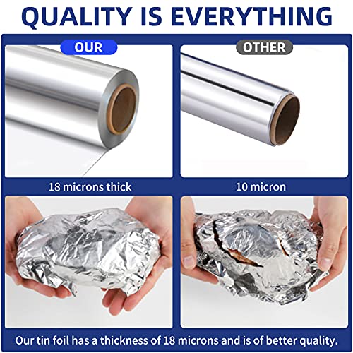 Aluminum Foil Roll 3 Pack Non-Stick Heavy Duty Aluminum Foil Food Grade Foil Wrap Kitchen Suitable For Cooking, Roasting, Baking,Bbq And Family Parties ( 225 Feet） #TOP2