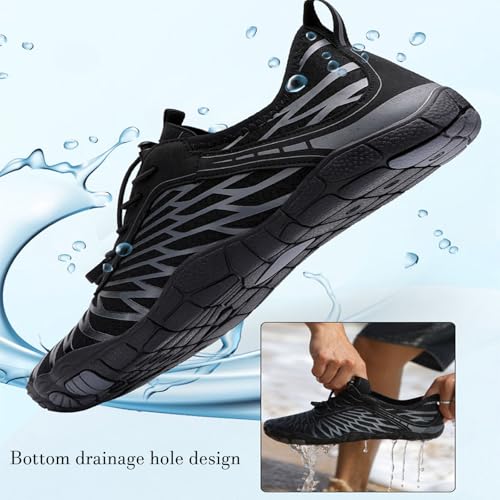 Hiking shoes barefoot men and women, barefoot wide toe shoes, breathable, lightweight, non-slip grounding all-round barefoot shoes,46,Black3