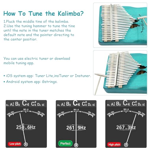 Image of ELEPHANTBOAT Kalimba 21 Keys Thumb Piano with Note Sticker, Tune Hammer, Carry Bag, Gift Kalimba Musical Instruments for Kids Adults
