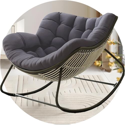 QOEUIUJ Cuscino Sostitutivo for Sedia Papasan – Morbido e Spesso for Sedia a Dondolo Uovo, Vimini, Amaca e Sedia Appesa (Interno/Esterno) – Solo Cuscino (Giardino, Terrazza, Balcone)(Grigio scuro)