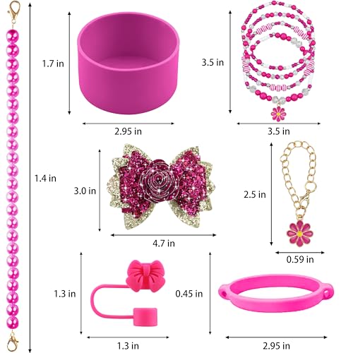 Hpebl 10PCS Flower Accessories for Stanley Cup 30 40oz Tumbler,Fuchsia - image 3