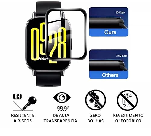 Kit 3 Películas Protetoras de Tela 5D para Redmi Watch 5 Active e 5 Lite (Redmi Watch 5 Active)