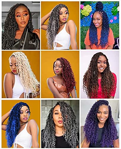 New Goddess Locs Crochet Hair 5 Packs 22 Inch Copper Red River Faux Locs Crochet Hair Bohemia Locs Crochet Hair With Curly Ends In Middle And Ends Boho Faux Locs Synthetic Hair Extension( 22” T1B/350#) #TOP5