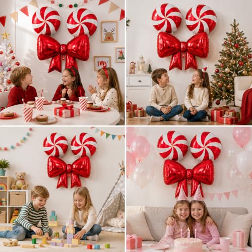 Image of Bow Theme Foil Balloons For Birthday & Baby Shower, Set of 3 pcs