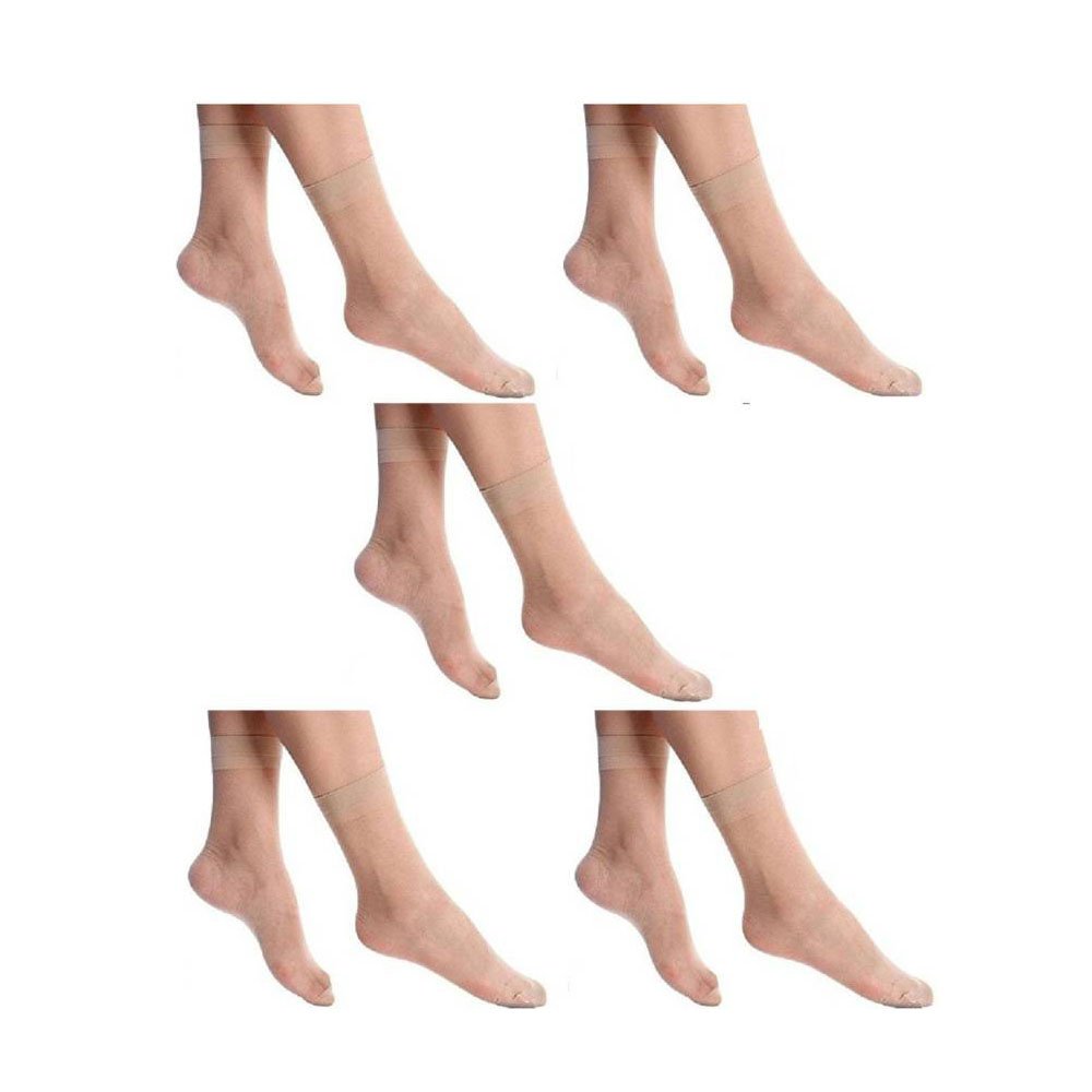 infispace Women & Girl's Ultra-Thin Transparent Nylon Ankle Length Summer Skin Socks (Pack of 5)-picture-39