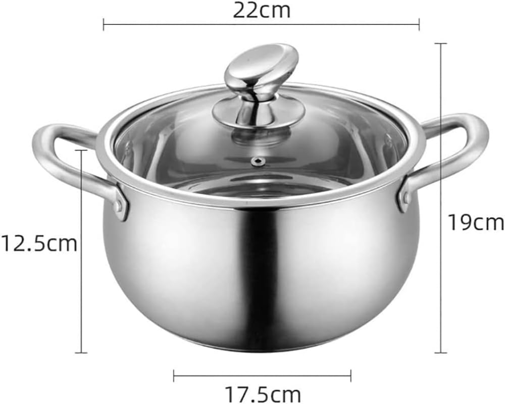 Kochtopf mit Glasdeckel, Schmortopf, Suppentopf aus Edelstahl, Suppentopf mit Deckel, Mini-Schmortopf, große Töpfe zum Kochen