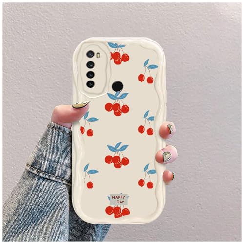 Kirsche Welle Silikon Weich Hülle Kompatibel mit Xiaomi Redmi Note 8 2021/Redmi Note 8 Weiß