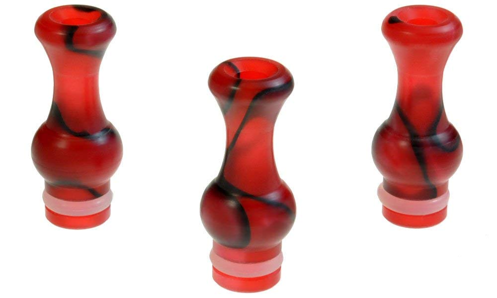 Armerah Vase 510 Drip Tip eCig Mouthpiece Tall/Narrow Acrylic/Marble 3 Pack in Red