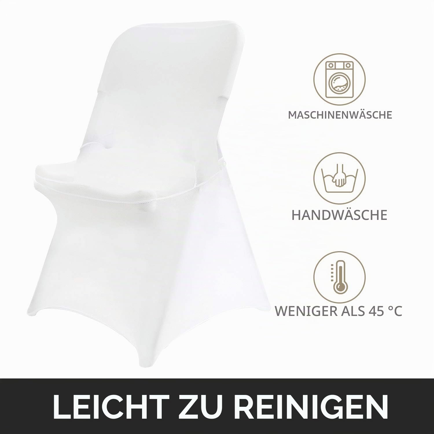 Peomeise Stuhlhussen für Klappstuhl, dehnbar, Spandex, für Hochzeit, Party, Esszimmer, Bankett, Event, 12 Stück, Weiß