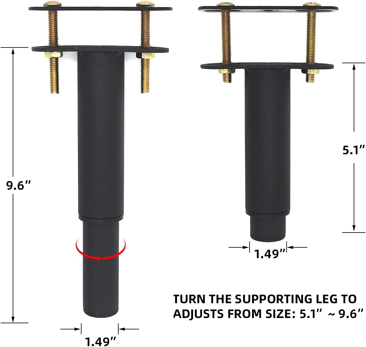 4 PCS Adjustable Height Center Support Leg for Bed Frame, Bed Center Slat Heavy Support Leg, Extra Durable Steel Furniture Foot | Suitable for Bed Frame Sofa Furniture Cabine Foot Legs ((5.1"-9.6")
