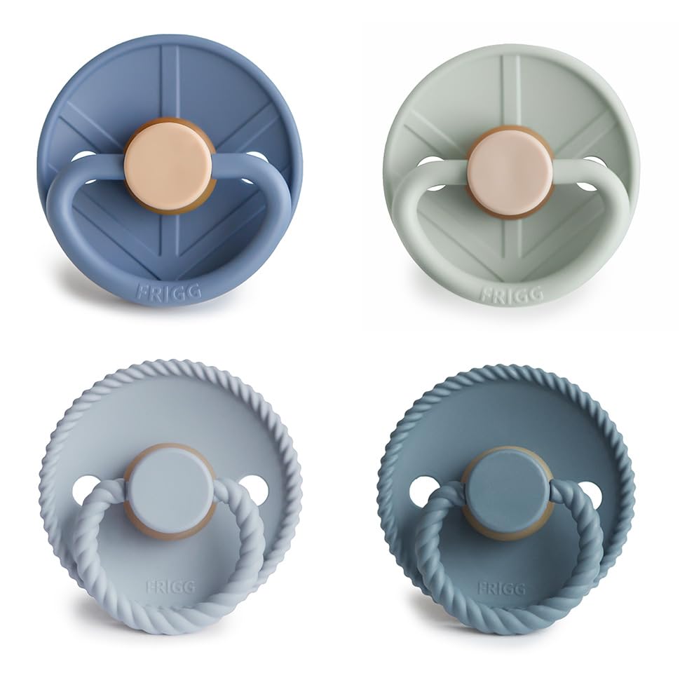Miniatura 2 de FRIGG Paquete de 4 chupetes de goma natural Skyline Serenity, fabricados en Dinamarca, sin BPA (6-18 meses)
