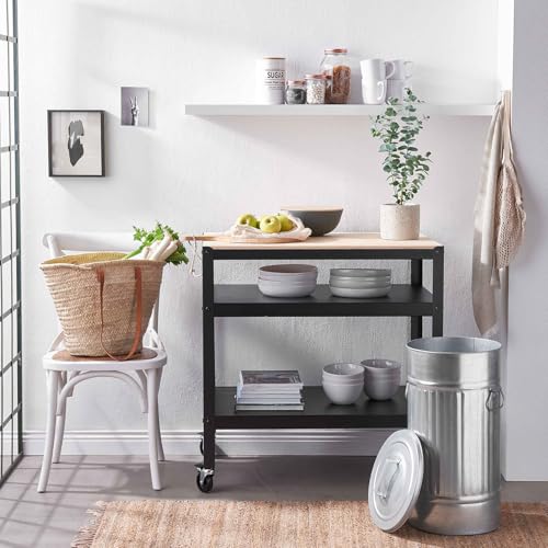 BUTLERS Retro Mülltonne Oskar 40l Mülleimer mit Deckel und Tragegriffen | Küche Abfalleimer ideal als Mülleimer für gelben Sack, Pfandbehälter, Futtertonne, Wäschetonne und Papierkorb