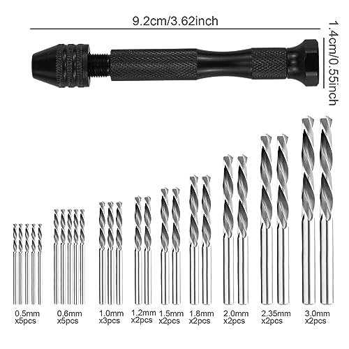 36 Pcs Mini Hand Drill Set for Crafts Pin Vise Precision Twist Drill Bits with Mini Drill Press Vise for Delicate Manual Work Electronic Assembling - Image 2