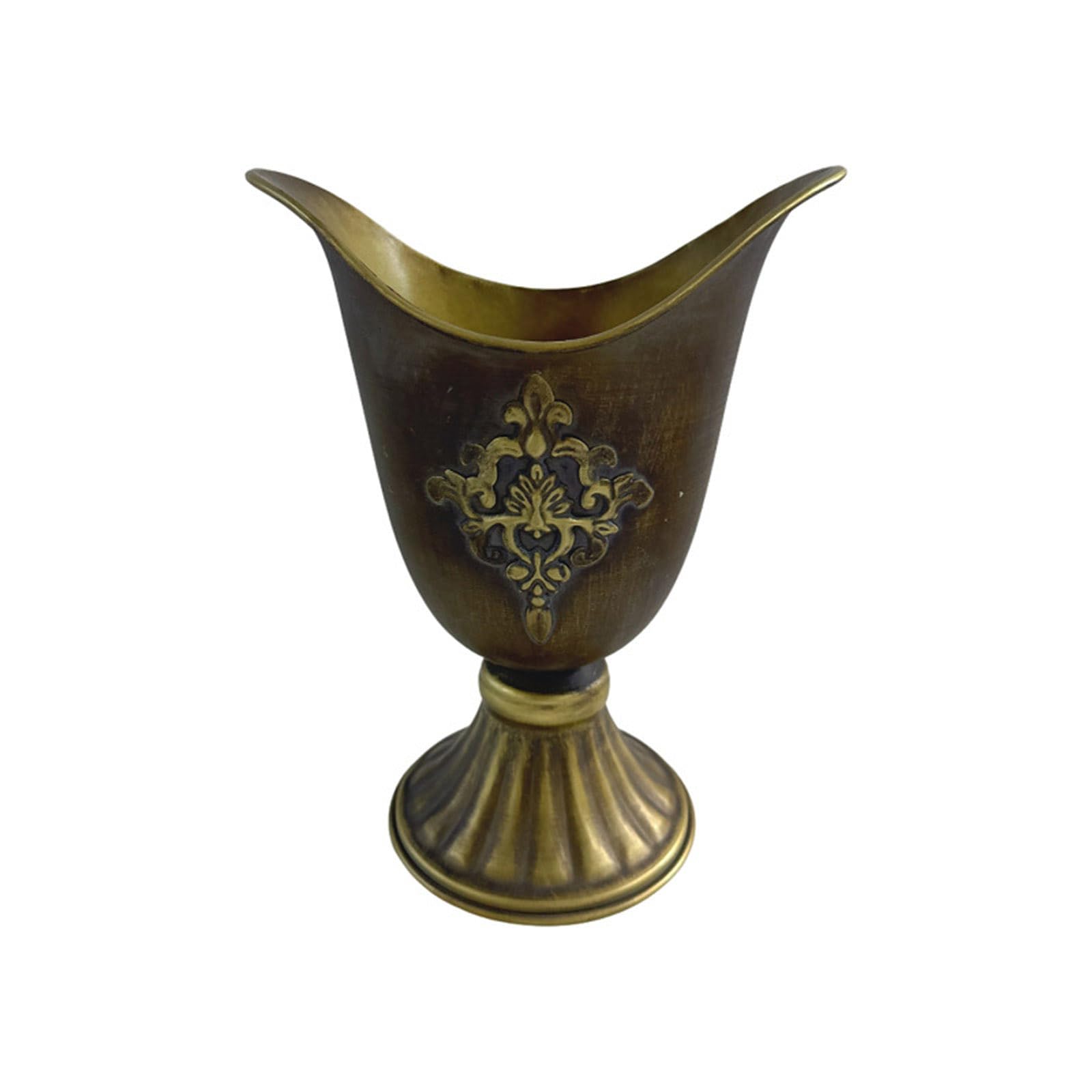 Antique Bronze Metal Vases Tall Urn Planter for Flowers Arrangement Farmhouses Decors with Intricate Floral Pattern Metal Flower Vases