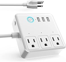 OHMAX Smart Plug Power Strip with 3 Smart USB Ports and 3 Individually Controlled Smart Outlets, Works with Alexa Google Home, Voice Control, WiFi Plug Timer for Christmas Light, UL, 2.4GHz WiFi Only