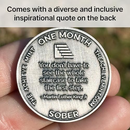 Image of The Achieve Mint 1 Month Sober Token | One Month Sobriety Chip | Non-AA, Non-Religious Medallions for Men and Women Celebrating Sobriety