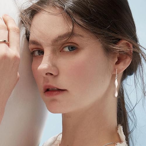 925 Sterling Silver Twisted Dangle Earrings for Women Hypoallergenic Handmade Earrings Spiral Leverback Drop Dangle Earrings Trendy for Women Jewelry Gifts Silver/14k Gold Plated4