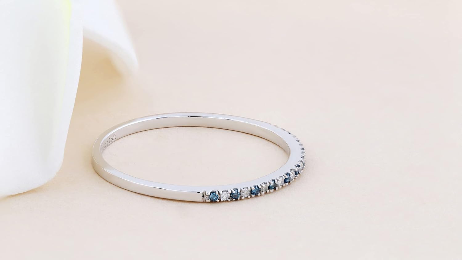 Dazzlingrock Collection 0.08 Cttw Alternate Round Blue & White Diamond Dainty Stackable Wedding Band for Her in 10K Solid Gold