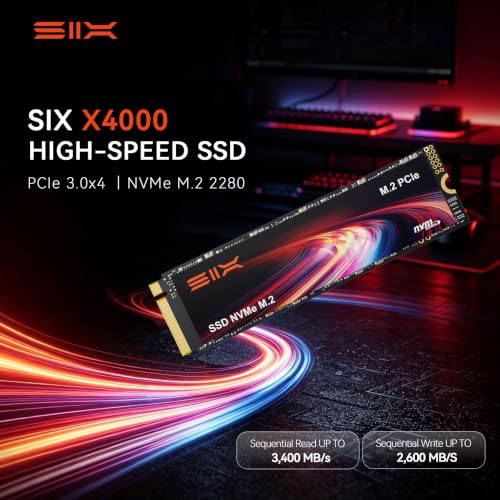 Image of SIX X4000 1TB M.2 SSD PCIe Gen3x4 NVME SSD Solid State Drive - Up to 3400MB /s Read, 2600MB /s Write