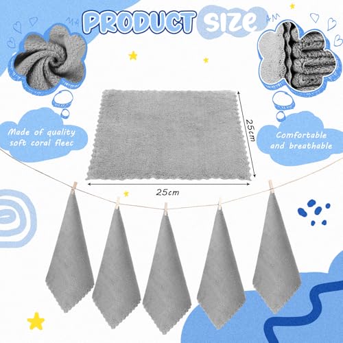 Image of Handepo 100 Pack Baby Washcloths Bulk 10 x 10 Inch Microfiber Coral Fleece Baby Face Towels Absorbent and Soft Wash Cloths for Newborns Infants and Toddlers (Grey)