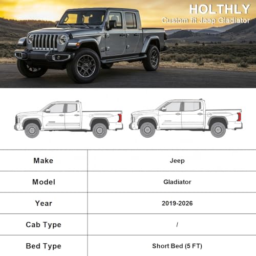 Image of 10 Layers Truck Cover Waterproof All Weather Custom Fit for Jeep Gladiator(2019-2026), Outdoor Full Exterior Pickup Car Cover for Automobiles Sun Rain Snow Ice Protection. Sliver