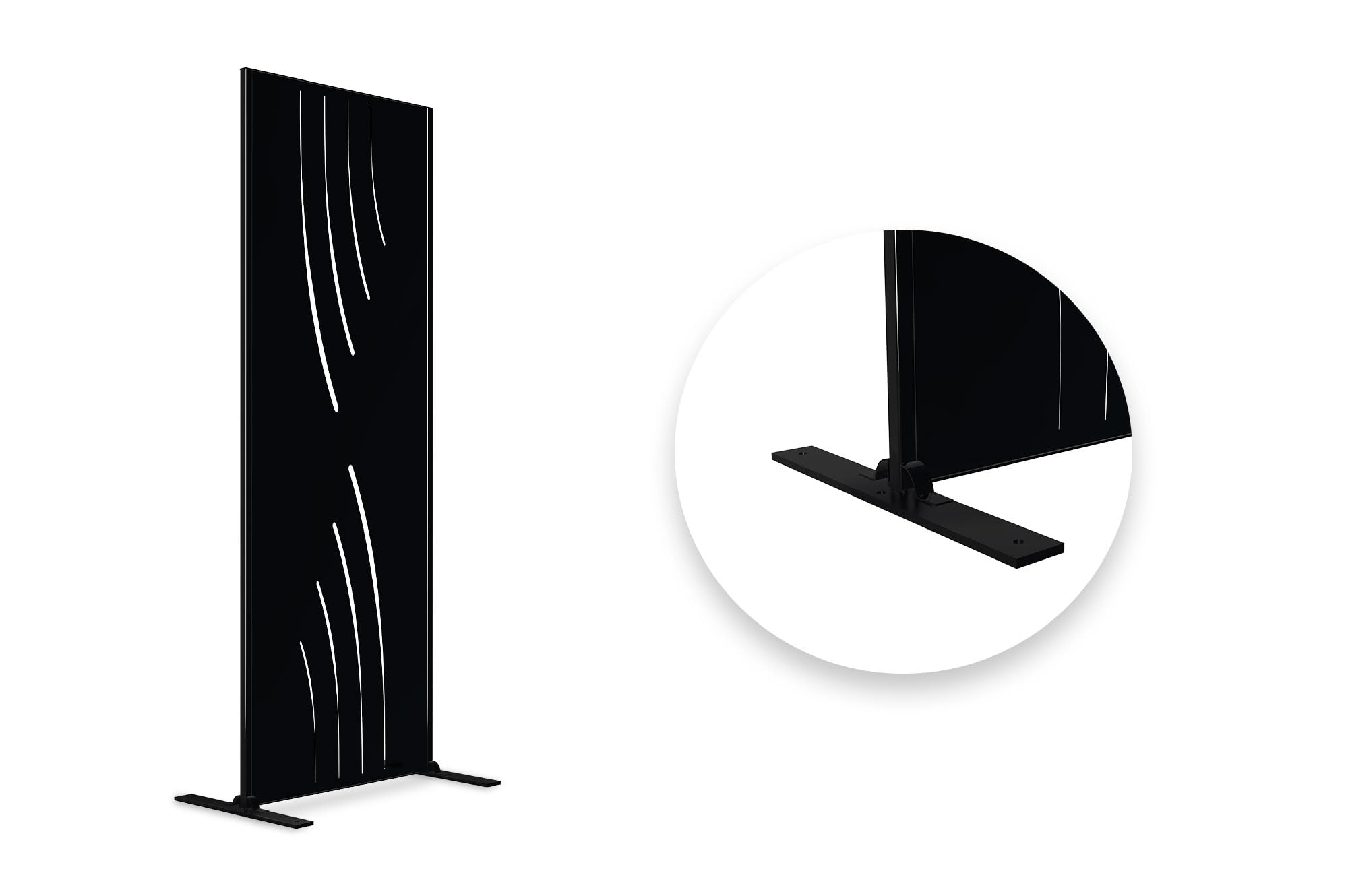 CASANOOV Panneau Décoratif Extérieur VELETA160x60 cm 1,6x0,6 m 1 m² Acier Noir Motif Nature Intégral Brise Vue Jardin Terrasse Occultation Design Résistant Durable Fixation Sol Mur Pieds Inclus
