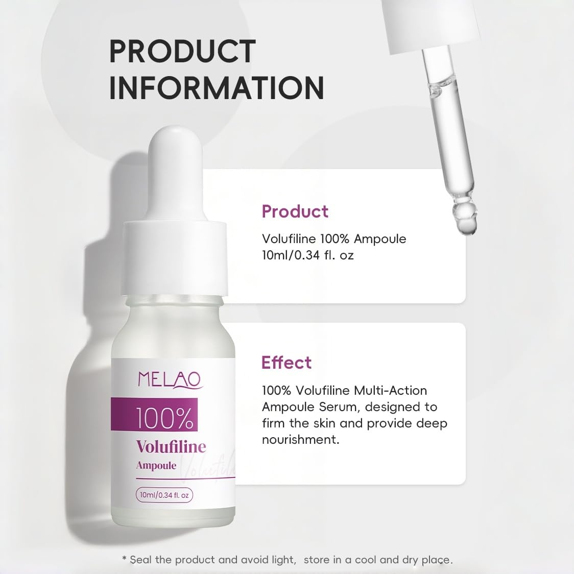 Volufiline 100% Ampoule Serum - Pure Volufiline from France for Face & Body - Skin Elasticity & Volume Enhancement - Anti Aging Facial Serum for Plump, Firm Skin - 10ml/0.34 fl oz