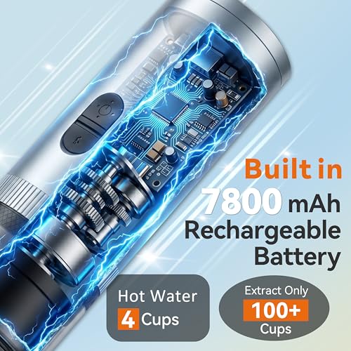 Portable Coffee Maker Electric Espresso Machine, 20 Bar Coffee Espresso Maker for Travel Self-Heating, Battery Powered with USB-C, 7800mAh, 2-IN-1 for Ground Coffee & NS Capsule, for Hiking, Office,RV - image 5