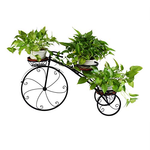 Youwise Soporte de Plantas de Metal Negro Clásico, 3 Niveles Escalera de Flores, Soportes para Macetas de Hierro, Estante de Plantas Exterior Interior, Estantería para Flores para Jardín, Patio Cover