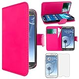 ebestStar   Coque Compatible avec Samsung S3 Galaxy i9300 i9305 Etui PU Cuir Housse Portefeuille Porte Cartes Support Stand, Rose + Film écran Verre Trempé [Appareil: 136.6 x 70.8 x 8.6mm 4.8