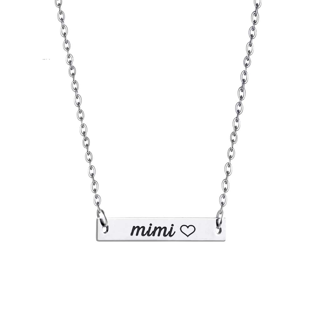 Huiuy Grams Bar Necklace Grandma Gifts Gigi Mimi Pendant Necklace Idea for Nana Grandmother Birthday