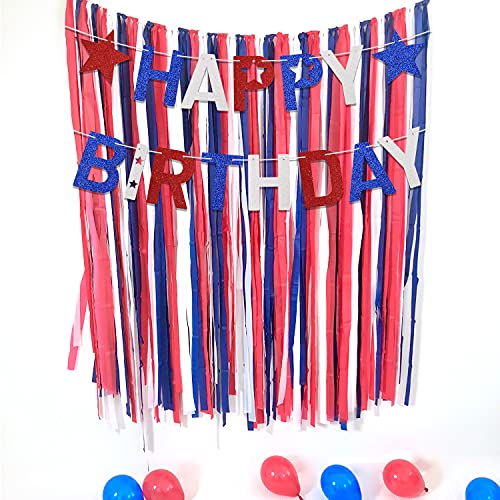 4Th Of July Happy Birthday Banner Glitter Red White And Blue Star Garland Party Decoration Memorial Day Patriotic Supplies #TOP5