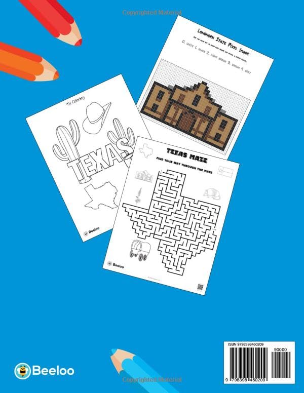 Texas Themed Kids Activity Book: Mazes, Color By Number, Coloring Pages and More! Scan QR Code on Each Page for More Digital Copies and Solutions - Image 2