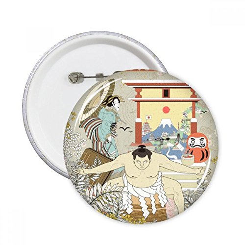 Badge Japon Ukiyo-e feuilles pins vêtements décoration lot 5 pièces rondes multicolores L