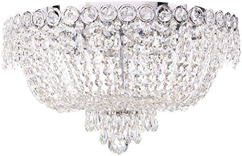 Elegant Lighting 1900F18C/Rc Royal Cut Century 6-Light, Single-Tier Flush Mount Chandelier, Finished in Chrome with Clear Crystals