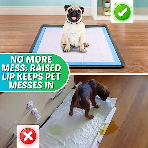 Image of TidyFriend 2 Pack Dog Pee Pad Holder Tray Fits for 36 inch x 36 inch Wee Wee Pee Pads - Stable Grip, Raised Edges, Quick-Wipe Silicone Surface Dog Potty Tray Holder for Indoor Flooring Protection (Grey)