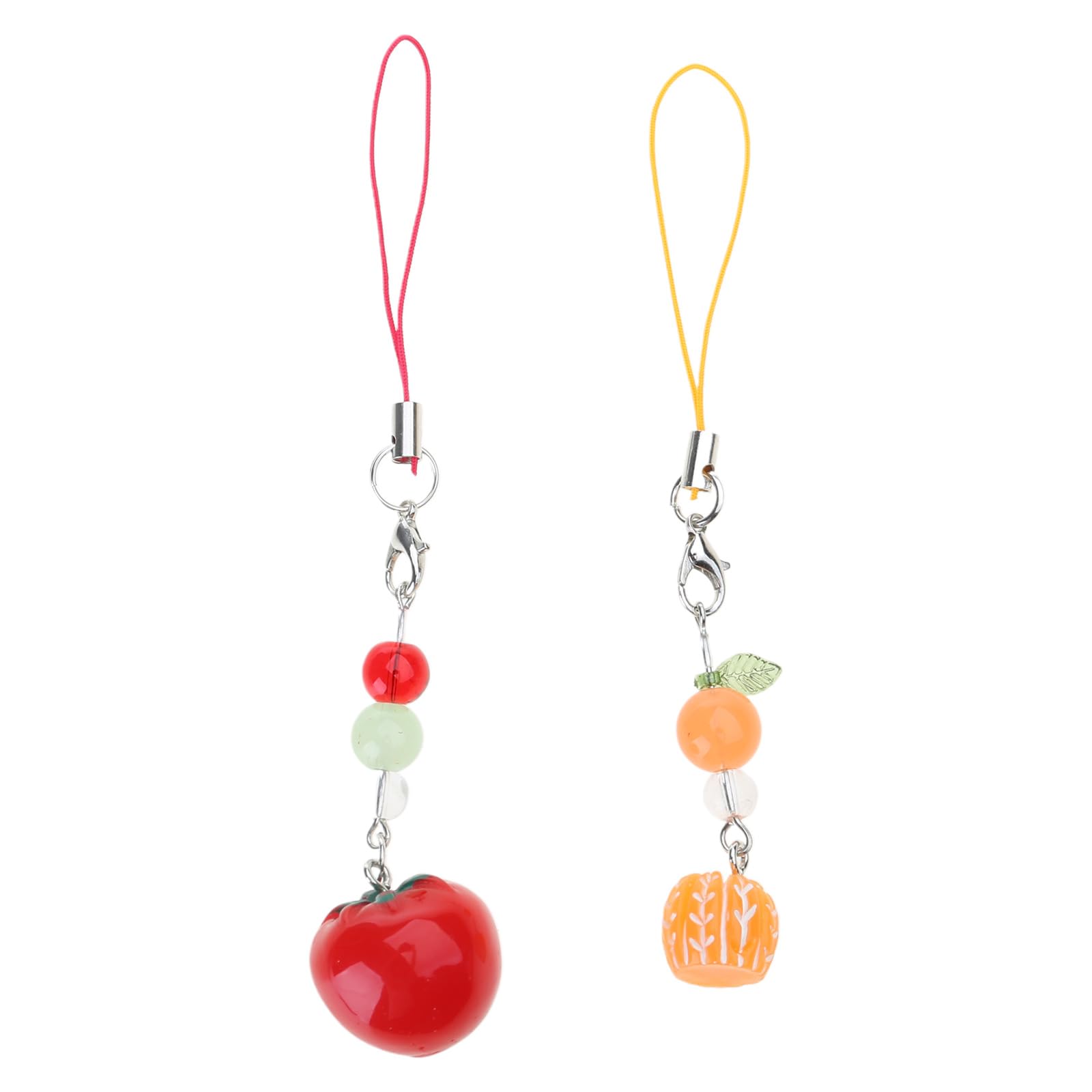 NEWFT Fruit Pendant Keyring Handmade Tomato and Charm Phone Chain Stylish Keychain Fashionable Cellphone Charm Jewelry