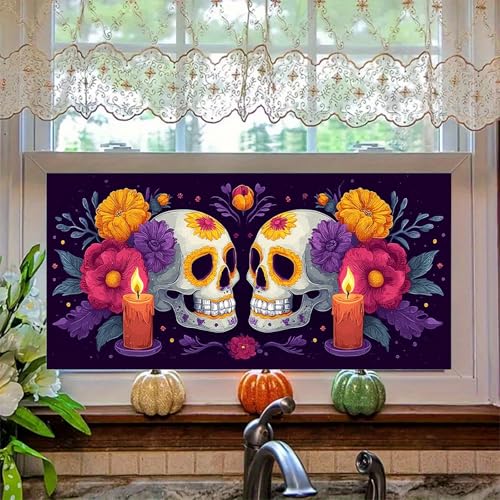 Vinilo decorativo para ventana calavera Día de Muertos 39.37×17.71 pulg miniatura 6