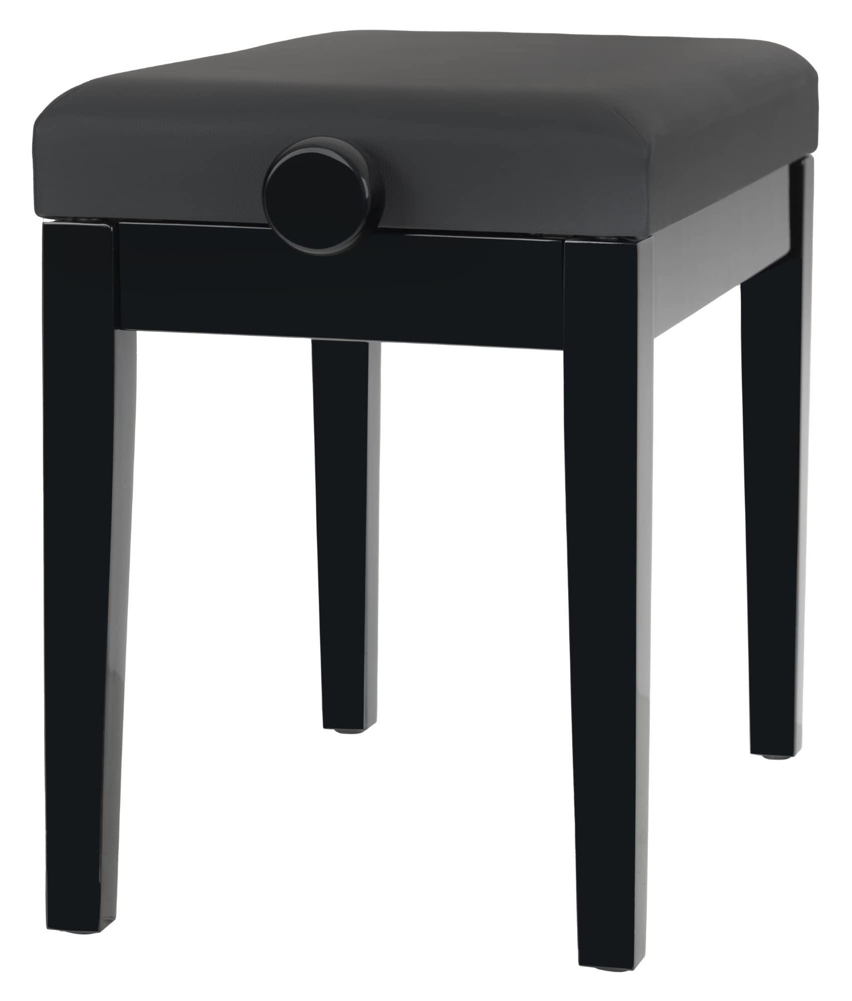 Classic Cantabile Pianobank Modell P - Schwarzes Polster aus Kunstleder - Höhenverstellbar von 48 bis 58 cm - 2-fache Kreuz-Mechanik - Massive Holzkonstruktion - Schwarz Hochglanz