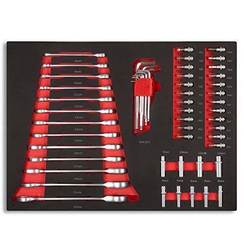 hanSe Werkstattwagen 745-teilig, Werkzeugwagen bestückt mit 6 Schubladen 77x46x88cm, Werkzeugset mit Ratsche… – Bild 5