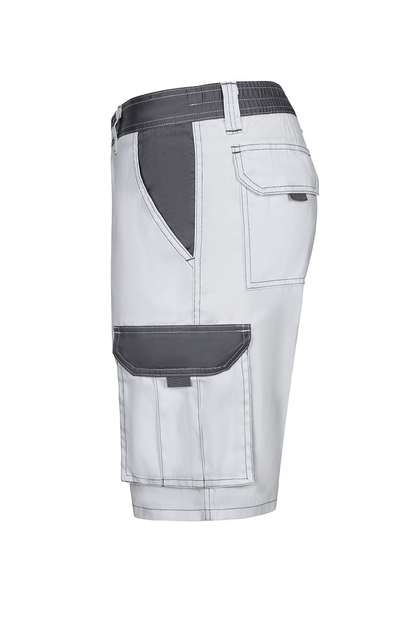 Velilla - 103021B; Bermuda bicolor multibolsillos; color blanco y gris; talla 48