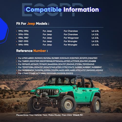 Image of ECCPP AC Compressor Direct Fit for Jeep Cherokee 2.5L 4.0L 1994-1996 | for Jeep Wrangler 1987-1995 67551,68551 Fast Cooling AC Compressor with Clutch Low Vibration Fuel Efficient Stable Operation