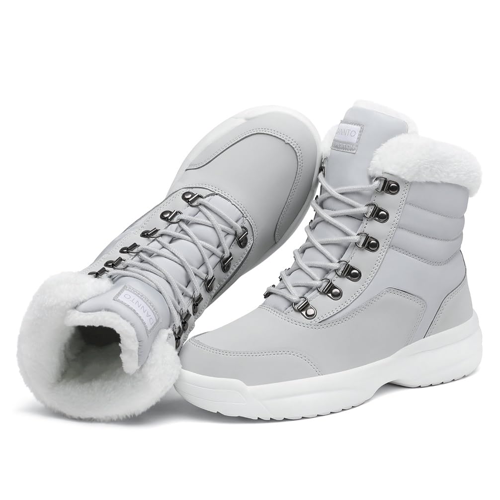 Dannto Stivali da Neve Donna Inverno Scarpe Outdoor Antiscivolo Pelliccia Invernali Stringate