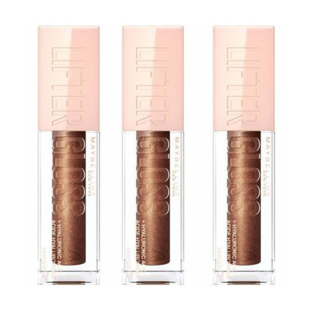 3 x Maybelline New York Lifter Plumping Hydrating Lip Gloss + Hyaluronic Acid - 010 Crystal 5.4ml