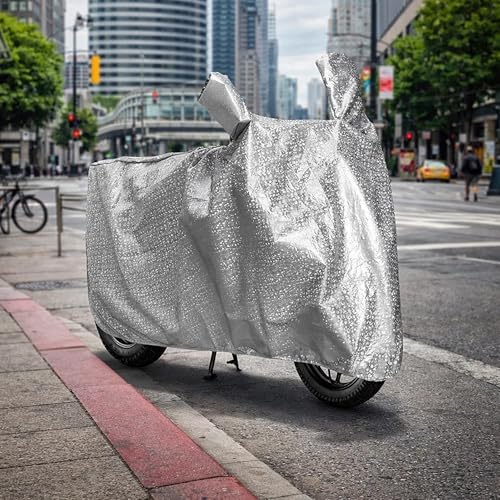 Image of Sulfar Bike Cover for Royal Enfield Flying Flea C6 (EV) (Electric Motorcycle) | Waterproof, Dustproof & UV Protected | All Weather Two Wheeler Cover (Silver) New 2026 Variants