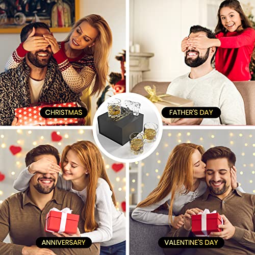 Softgas Spinning Whiskey Glasses,Bourbon Glass,Whiskey Glasses Set Of 4,Old Fashioned Glasses,Whiskey Glass 10 Oz For Bourbon,Liquor,As Gift For Father,Men,Grandpa,Friends,Family #TOP6