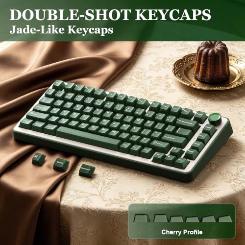 Image of YUNZII B75 PRO 75% Wireless Mechanical Keyboard (Olive Green,Milk Switch) | Hot Swap Keyboard with Knob, Gasket Mount, Creamy Pre-lubed Switch for Smooth Typing, BT /USB-C /2.4G, for Gaming