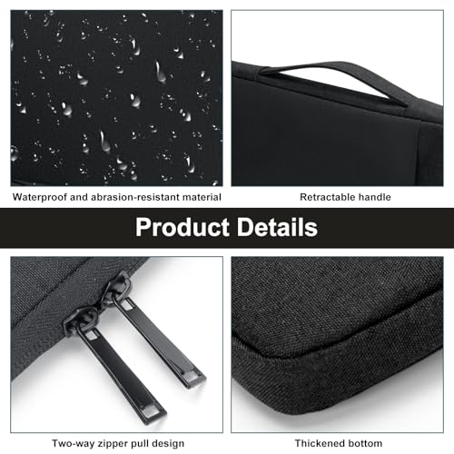 Romon Funda Portatil con Bolsa de Accesorios, Impermeable con Asa, Funda Ordenador Portatil para 13-14 Pulgadas, Negro - imagen 3
