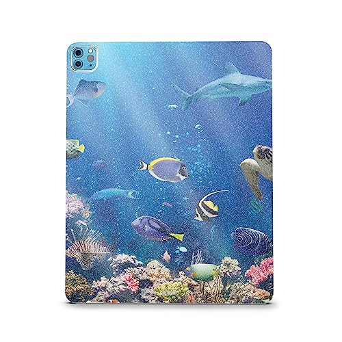 Image of MightySkins Carbon Fiber Skin Compatible with Apple iPad Pro 12.9 inch M2 6th Gen (2022) Full Wrap Kit - Reef Life | Protective, Durable Textured Carbon Fiber Finish | Easy to Apply | Made in The USA